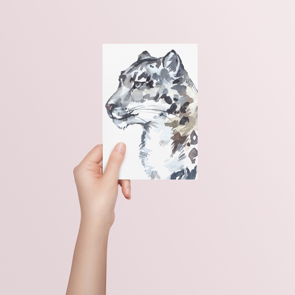 Watercolor Snow Leopard Wall Art Print Poster Unframed - Picture 5 of 8